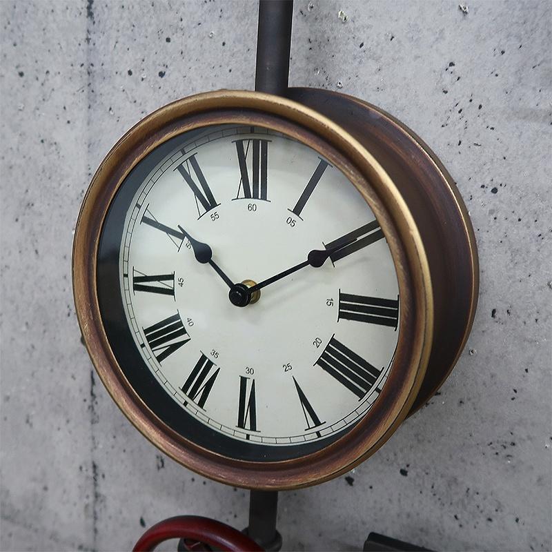 ウォールクロック 壁掛け時計 水道管 アンティーク インダストリアル