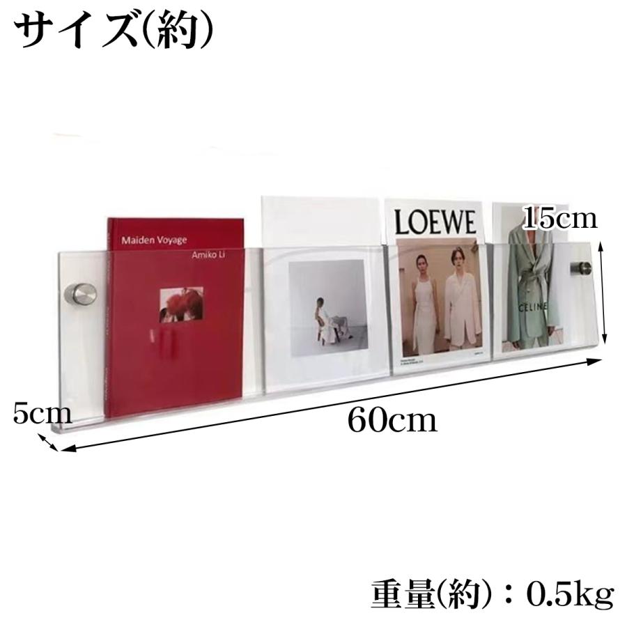 ウォールラック 壁 マガジンラック 2個set 幅60cm アクリル レコード