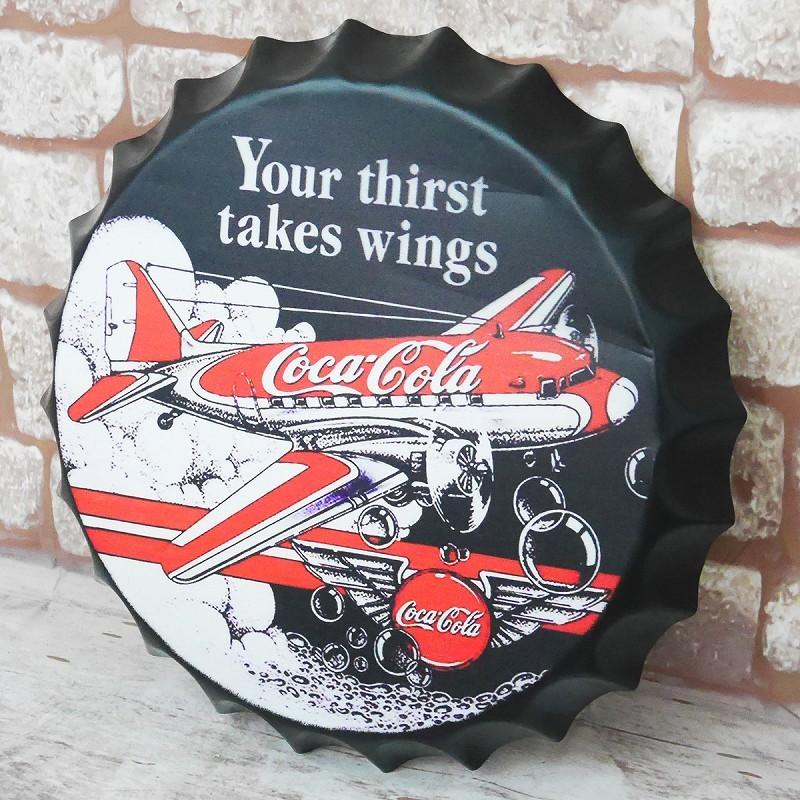 王冠 ブリキ看板 蓋 コカコーラ CocaCola ウォールサイン アメリカン雑貨 ヴィンテージ アメリカンレトロ 雑貨 35cm BZ-108｜worldnet｜03