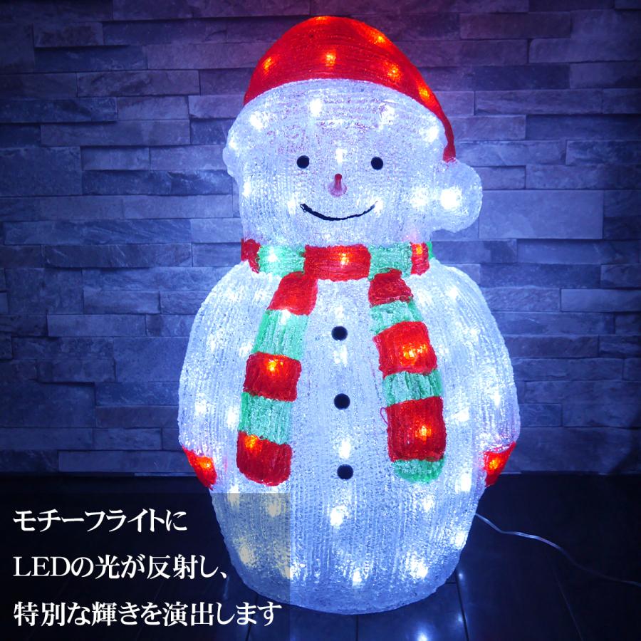 可愛い雪だるま60cm　クリスマス　LEDイルミネーション　立体　モチーフライト　LEDライト　オブジェ　電飾　3D　屋内屋外　ガーデニング　TAC-34
