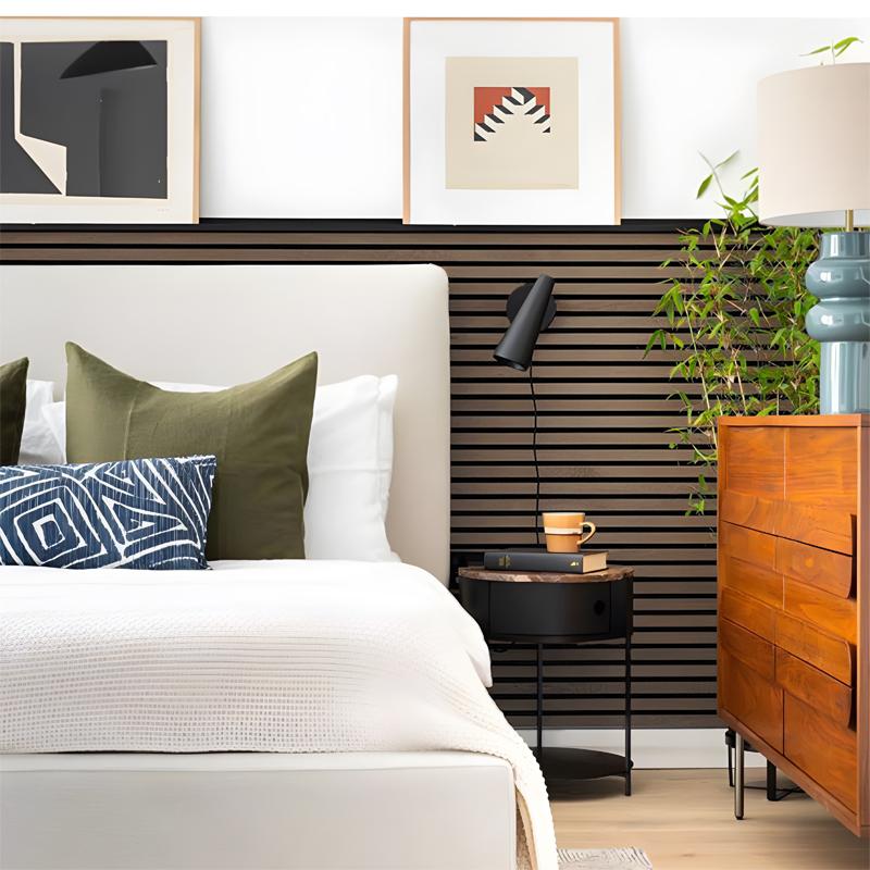 吸音パネル 吸音材 吸音ボード ウッドパネル 音響材 壁材 木製 壁DIY 壁 ウォールパネル ウォールナット 6枚セット WD-03BR | ブランド登録なし | 05