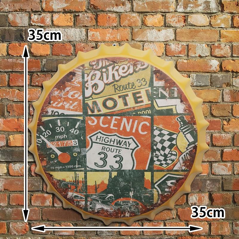 王冠 ブリキ看板 蓋 ROUTE33 ウォールサイン アメリカン雑貨