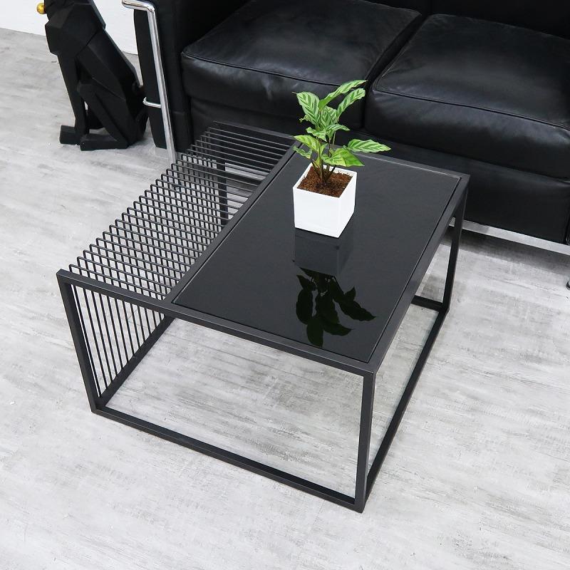 センターテーブル ガラステーブル ブラックガラス ローテーブル 黒