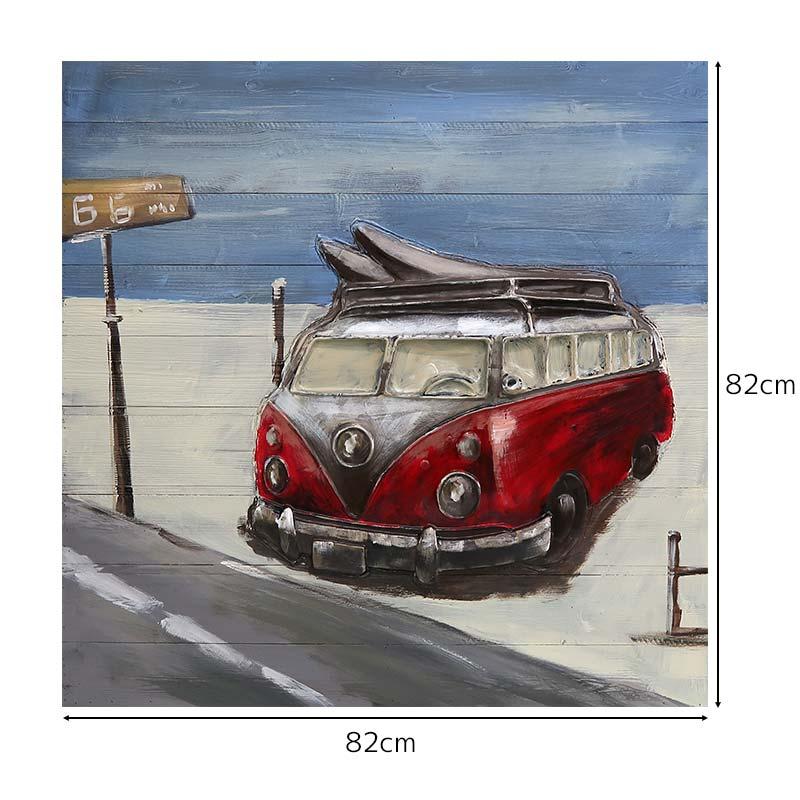 アメ車アートパネル油絵風絵画壁面装飾3Dパネルアートペイント壁掛け