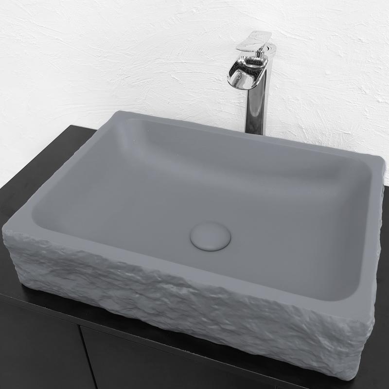 洗面ボウル おしゃれ デザインシンク 520×380mm セメント製 ストーン調