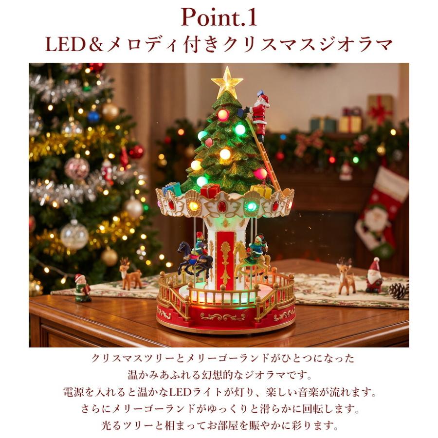クリスマス 動くジオラマ ジオラマタウン 回転 イルミネーション LED