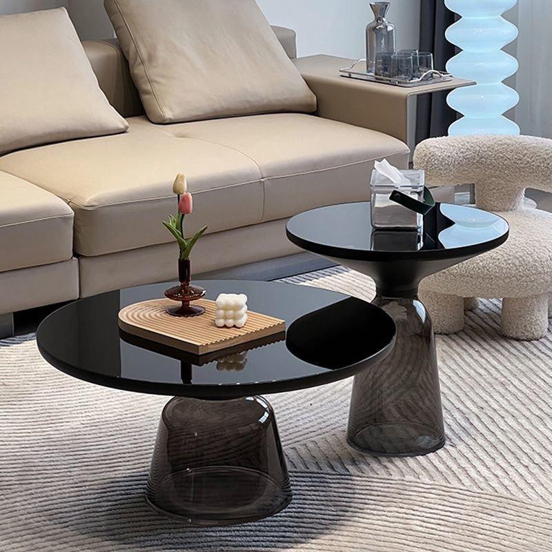 サイドテーブル 北欧 おしゃれ BELL SIDE TABLE ガラス テーブル ナイトテーブル パソコン 台 ソファ ベッド 北欧 直径50cm 新生活応援 GT-01BK