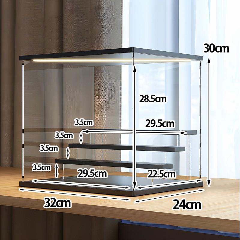 4段 コレクションケース アクリル 幅32cm 段差式 収納 LED 光る