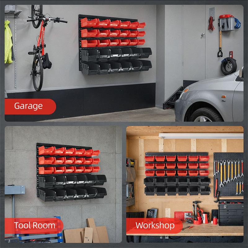 壁掛け式 工具収納ボックス パーツケース 30ピース 部品ケース パーツ