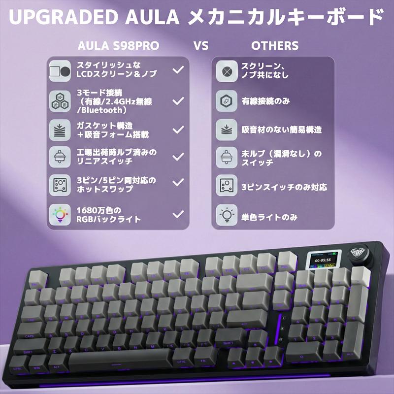 AULA S98 PRO ワイヤレス ゲーミングキーボード メカニカルキーボード