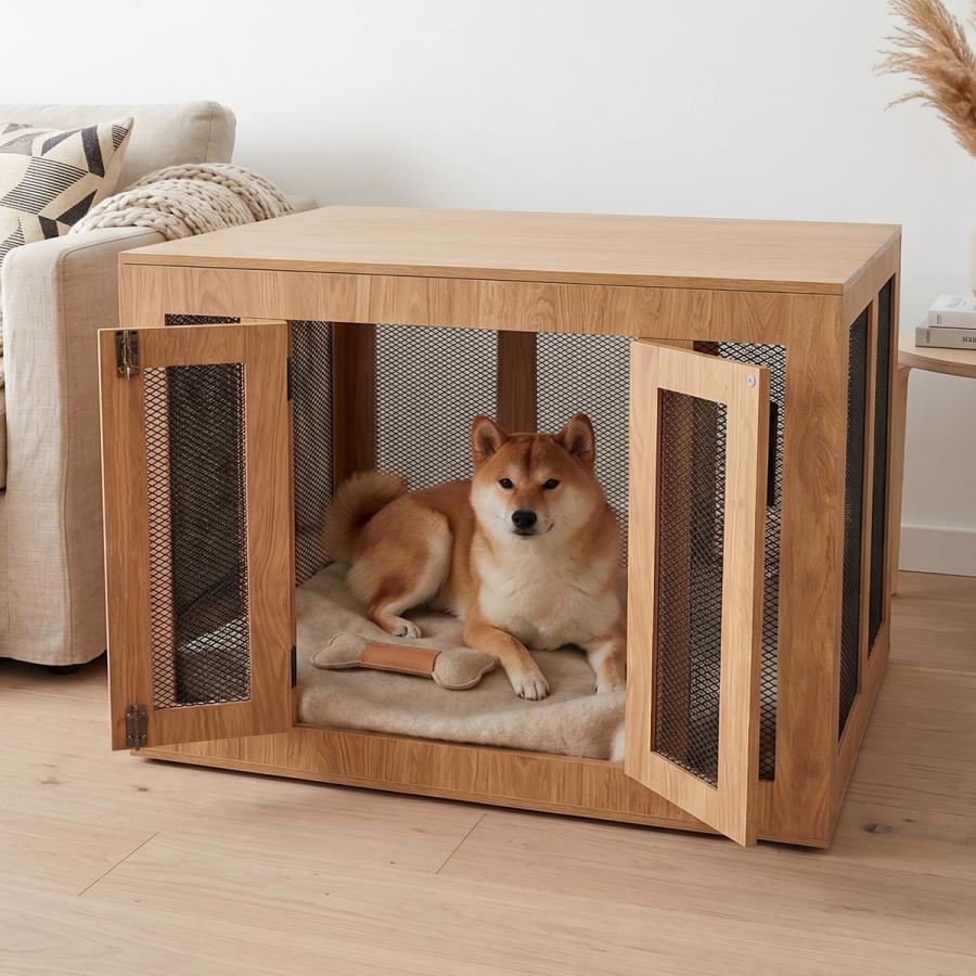 ペットケージ 幅90cm ペットハウス 屋根付き 犬 猫 おしゃれ 木製 鍵付き 室内用 家具調 北欧 モダン テレビボード AVラック インテリア PG-01 |  | 07