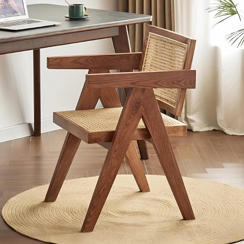 ラタンチェア 籐編み ラウンジチェア 北欧 ジャンヌレ Vレッグ