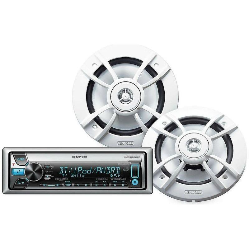 Kenwood(ケンウッド) PKG-MR362BT In-Dash Single DIN Marine CD Receiver / KFC-1633MRW ぺア 6.5" マリン 2-Way スピーカー | 
