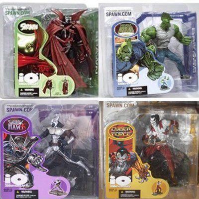 Image Comics 10th 記念: スポーン， Savage Dragon， Shadow Hawk， & Ripclaw - セット of 4 フィギュ