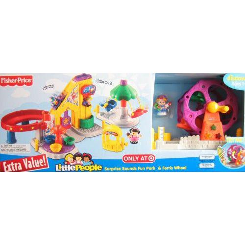 リトルピープル Surprise Sounds Fun Park \u0026 Ferris Wheel w Lights \u0026 Sounds - Target 押さえる Play仕掛ける フィギュア本体-ゲーム、おもちゃ