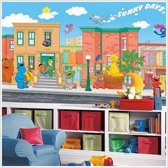 Sesame Street(セサミストリート) Chair Rail Prepasted Mural 6x10