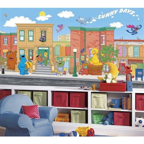 Magnificent Peel & Stick By RoomMates Sesame Street(セサミストリート) Chair Rail Prepasted Mural 6 | 