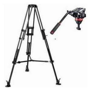 Manfrotto MVH502A Pro Video Head with 546B Aluminum Tripod Legs, Maximum Height 67\", Supports 19