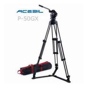 Acebil P-50GX Professional Tripod System with H50 Fluid Head, T750 Aluminum Tripod, GS-3 Ground Sの画像