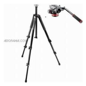 Manfrotto 055XB Black Tripod with Manfrotto MVH502AH Pro Video Head with Quick-Release and Flat B