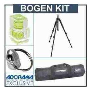 Manfrotto 190XB 3 Section Black Aluminum Tripod Legs Kit, with Adorama Deluxe Tripod Case, Double