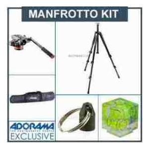 Manfrotto 055XB Black Tripod Kit, with Mafrotto MVH502AH Pro Video Head with Quick-Release and Fl
