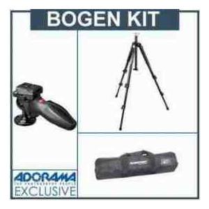 Manfrotto 190XB 3 Section Black Aluminum Tripod Kit, with 324RC2 Lightweight Adapto Technopolymer