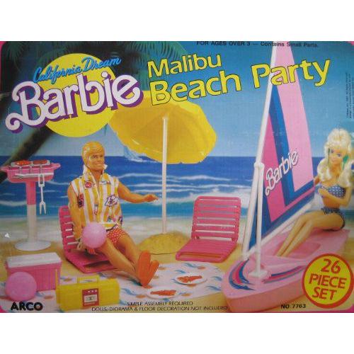 California Dream Barbie(バービー) Malibu Beach Party 26 Piece Playset (1987 Arco Toys， Mattel) | 
