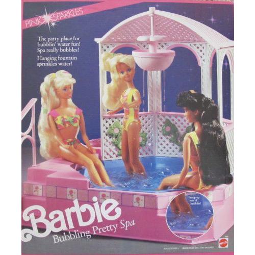 Pink Sparkles Barbie(バービー) Bubbling Pretty Spa Playset / Hanging Fountain (1991) | 