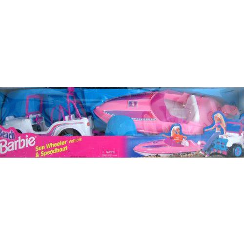 Pearl Beach Barbie(バービー) SUN WHEELER VEHICLE & SPEEDボート JEEP Style CAR & SPEED ボート Set ( | 