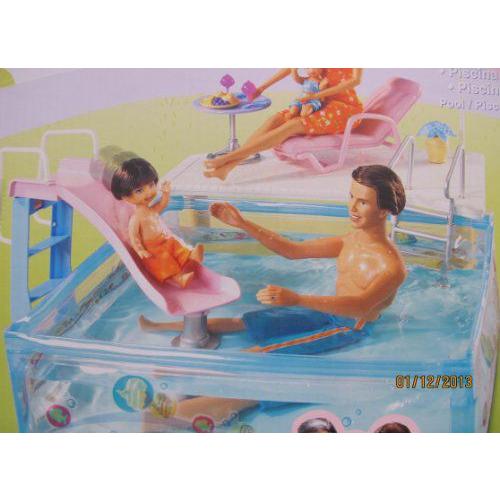 Barbie(バービー) Happy Family SPLASH 'N SLIDE POOL Playset / SLIDE， DECK & More! (2004 Mattel Can |  | 01