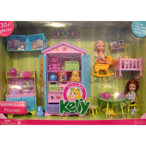 Barbie(バービー) KELLY PLAYROOM & 人形 30+ Piece Playset / 2 人形， Cabinet， Tea Set， Table & MU | 