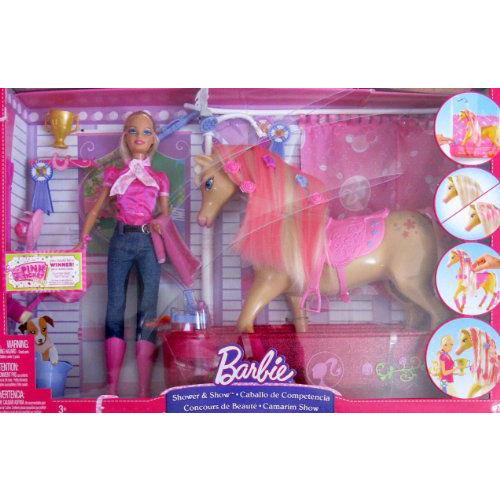 Barbie(バービー) SHOWER & SHOW Playset / HORSE (Head NODS)， バービー人形 & More (2008) | 