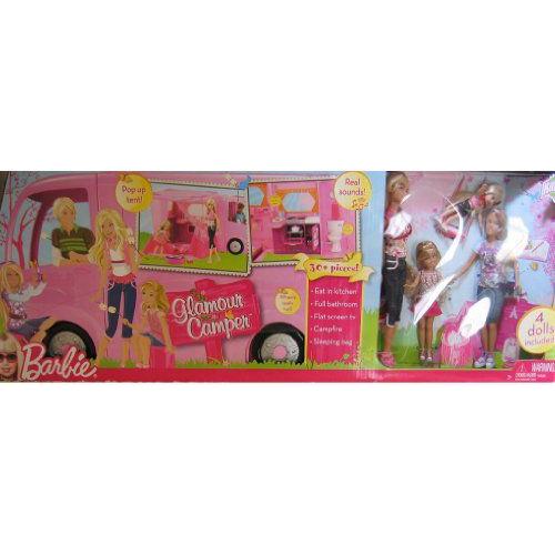 Barbie(バービー) Glamour Camper 30+ Pieces / 4 人形， Pop Up Tent， Sounds & More! (2009) | 