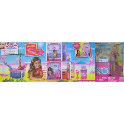 Barbie(バービー) ULTIMATE BEACH HOUSE PARTY 30+ Piece Playset FULLY FURNISHED HOME / 人形， POOL， | 