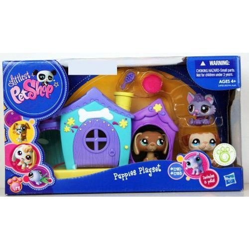 リトルペットショップ パピー プレイセット w/3ペット、紫 House