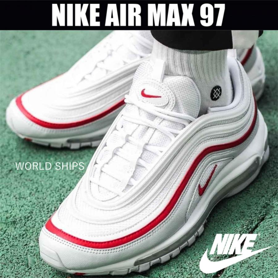 エア マックス 97 ナイキ スニーカー メンズ レディース Nike Air Max 97 OG PURE PLATINUM  WHITE-UNIVERSITY RED :nike-465:WORLD SHIPS - 通販 - Yahoo!ショッピング