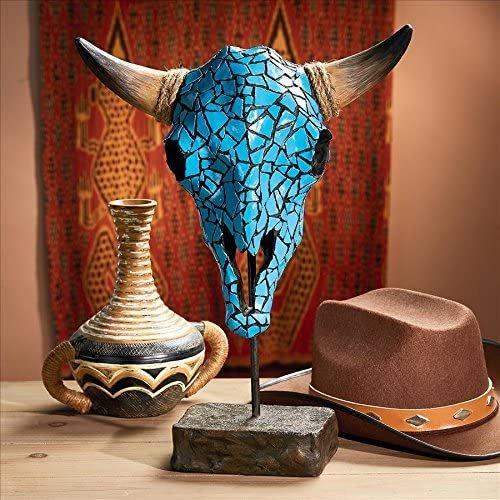 Design Toscano AL59134 Western Faux Turquoise Encrusted Cow Skull Statue Faux Turq. Cow Skull Stat_1