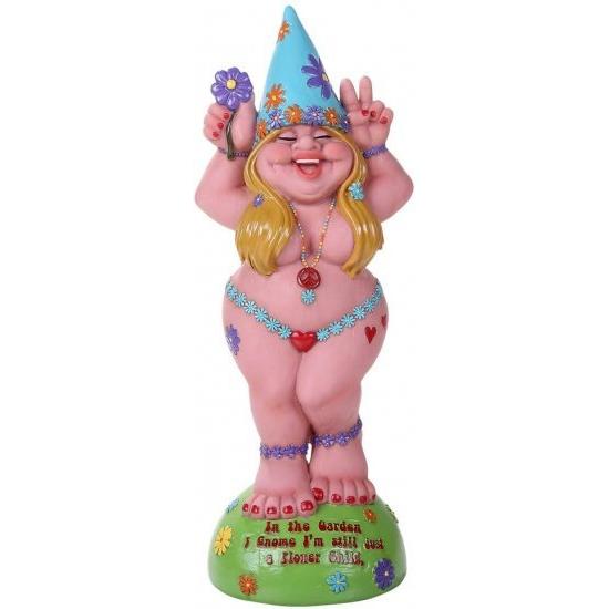 Pacific Giftware ヒッピー レディ ノーム フラワー 子供 庭 ノーム 像 12H