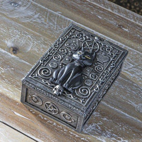 Pacific Giftware 幸運を伝える黒猫リーダーデザイン 彫刻タロットボックス ジュエリー小物入れ 記念品