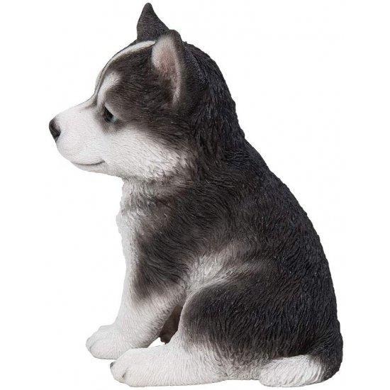 Pacific Giftware リアルな動物の座っているハスキーの子犬 コレクション用ホームデコレーションフィギュ_1