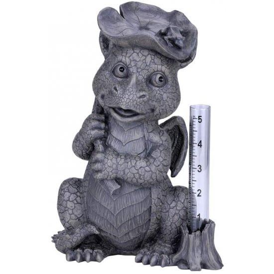 Pacific Giftware ガーデンドラゴン レインゲージ ガーデンディスプレイ 装飾アクセント 彫刻ストーン仕
