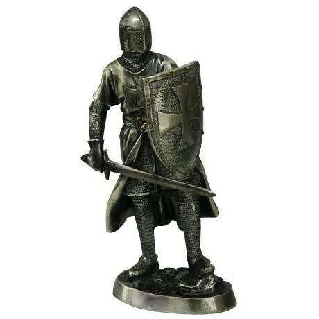 Pacific Giftware 中世十字軍騎士像 ブロンズ仕上げ コールドキャスト樹脂像 7インチ (9960)