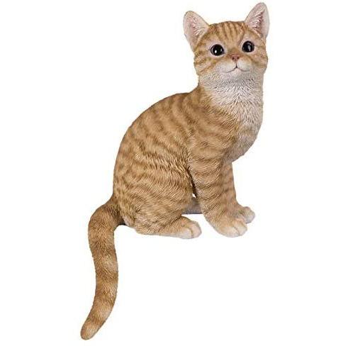 Pacific Giftware 15インチ リアルなオレンジのタビーキャットガラスの目像 ホームデコレーション
