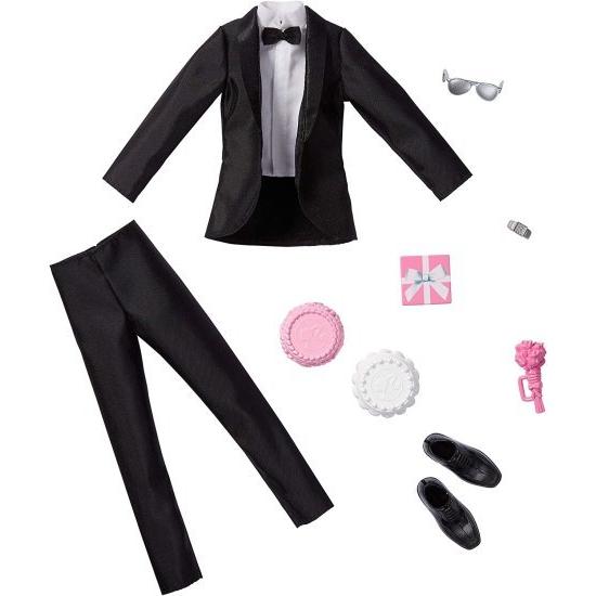 Barbie バービーファッションパック：タキシード、靴、時計、ギフト、トレイとブーケ付きのウェディングケーキ、3-8歳の子供のためのケンドール用のブライダル