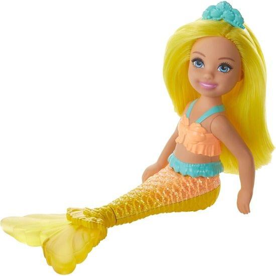Barbie バービードリームトピアチェルシーマーメイドドール、黄色の髪と尾の6.5インチ