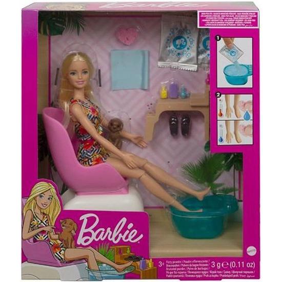 Barbie バービー Mani-Pedi Spa Playset with Blonde バービー Doll、Puppy、Foot Spa＆Accessories、2つの華麗なパックは、泡立ちフットバス、人形の爪の色変｜worldsports｜06