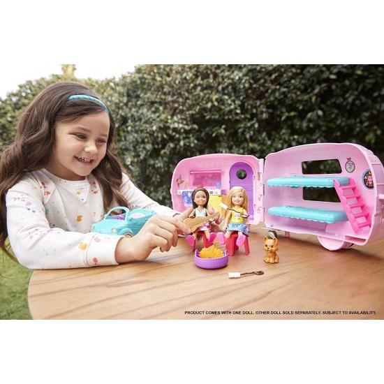 Barbie チェルシー人形、子犬、車、キャンピングカー、ファイヤーピット、ギター、10のアクセサリー、3-7歳のギフトを備えたバービークラブチェルシーキャンパ_1