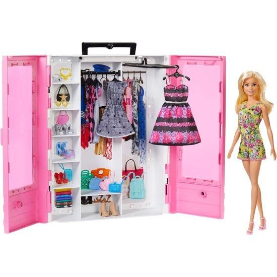 Barbie バービーファッショニスタ究極のクローゼットポータブルファッションおもちゃ、人形、衣類、アクセサリー、ハンガー、3-8歳のギフト