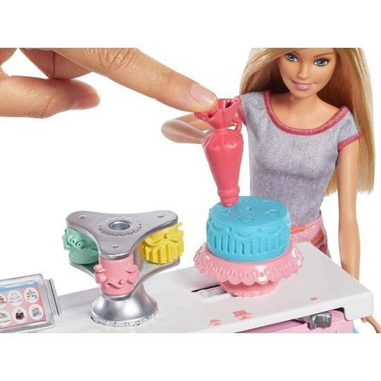 Barbie ブロンド人形でプレイセットを飾るバービーケーキ、オーブン付きのベーキングアイランド、4?7歳の子供向けの生地の成形、おもちゃのアイシングピース｜worldsports｜04
